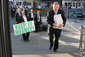 Leader Cllr. Howard Jones with 5500 signature petition